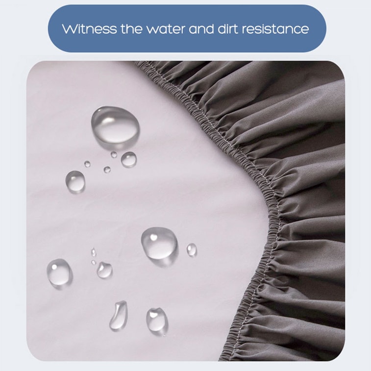 New Solid Color Skin-Friendly Brushed Waterproof Fitted Sheet, Light Gray King Size, 198×203cm, 30cm Height 4