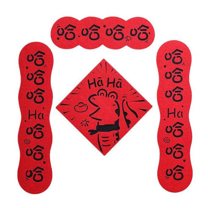 2025 New Year Of The Snake Couplet 3D Cartoon Spring Swing Door Sticker Decoration Hahahaha * 1 Pair