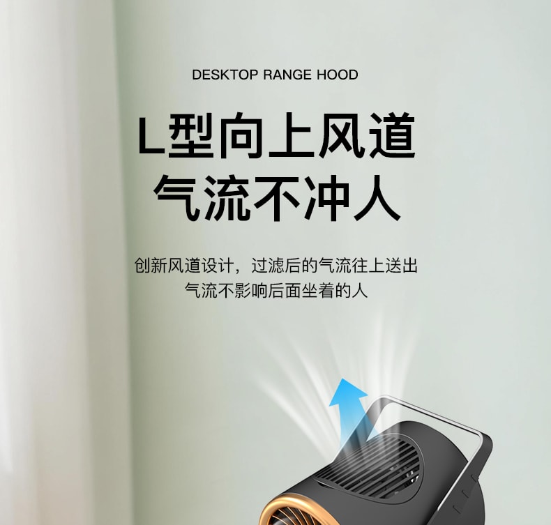 羅拉美研 【清倉甩賣 4折銷售】【解決油煙 淨享美味】桌面吸油煙機家用便攜式小型迷你大功率火鍋烤肉抽油機 黑金色1件