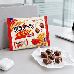 日本YURAKU有乐制果 雷神迷你燕麦谷物巧克力棒 110g【燕麦水果味】【酥脆口感】