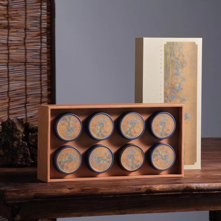 ZhaoTea (米国) 新作中国風ティーギフトボックス - 千里の河山図 - 中国の名画。ギフト、装飾、保存、飲用に最適です。香り豊かなラプサンスーチョン紅茶 48g (6g x 8) 4