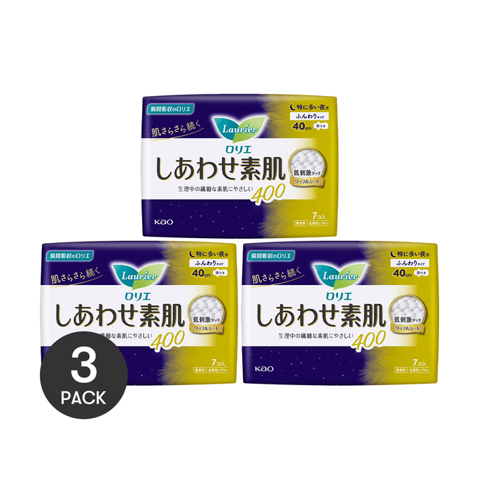 Laurier Super Soft Feminine Period Pads with Wings, Size 6 / 400mm, 7ct *3【Value Pack】