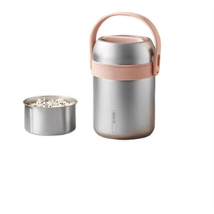 Insulated Lunch Box For Office Workers: 2026 New Model Extra-Long Insulated Compartmented Carrying Bucket Stainless Steel Lunch Box, 1.8L [Two-Tier] Pink