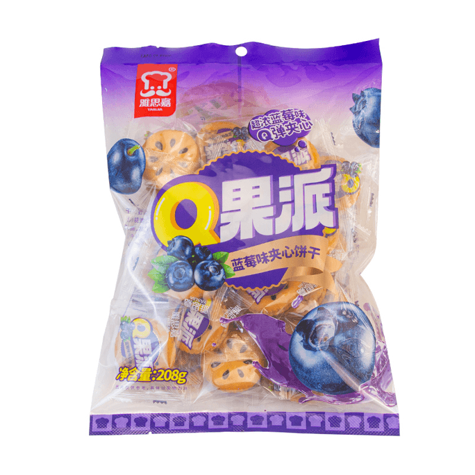 中國雅思嘉Q果派藍莓口味小餅乾208g福建特產