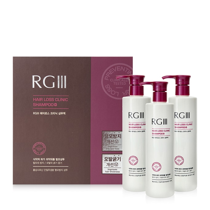 RGIII Red Ginseng Hair Loss Clinic Shampoo 520ml(17.5oz) x 3