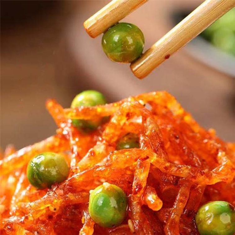 【ギフト付き】【アメリカ直送】魚峰八王泗（辛いグリーンピースの細切り）、湖南特産、激辛、人気の辛い細切り、懐かしい子供時代のスナック【カリカリで塩味の効いたグリーンピースと辛い細切りの組み合わせ】65g 5