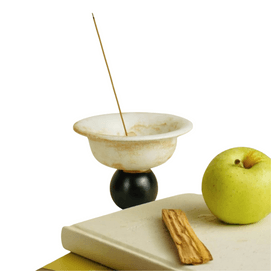 FuLau 福缭 【景德镇原创手工香插 - 豌豆】【侘寂】【小众】陶瓷香炉 香盘 置物盘 点心盘 鼠尾草净化碗 1件套