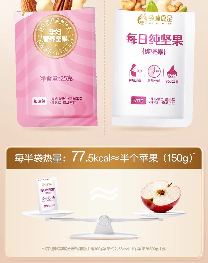 【中國直郵】 孕味食足 混合每日堅果 孕婦零食無添加劑營養小吃孕期適合吃的零食750g/箱 A款