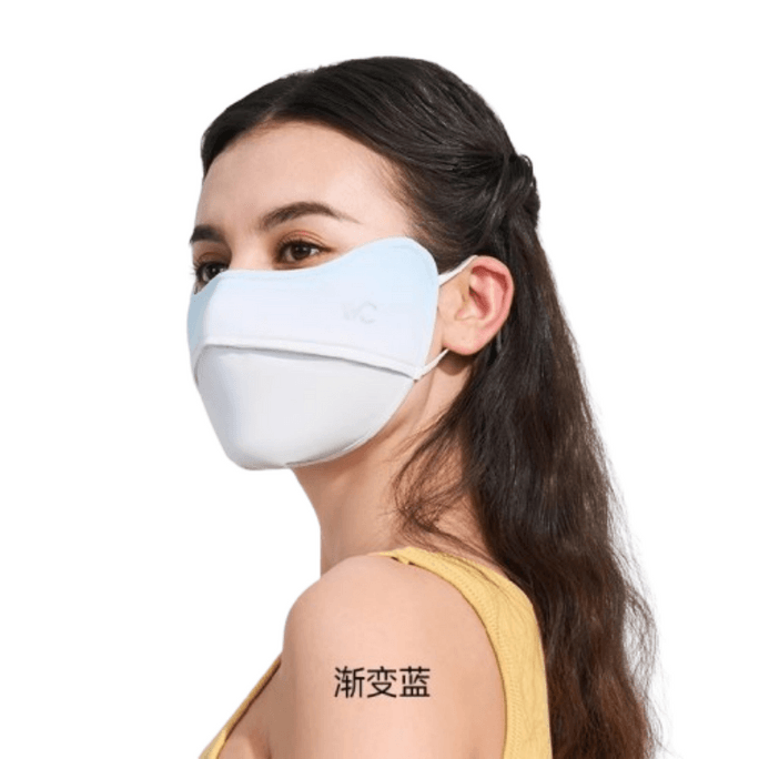 【中國直郵】 VVC 防曬口罩夏季女防紫外線輕薄透氣騎行防護遮陽冰絲面罩 漸變藍 1個裝