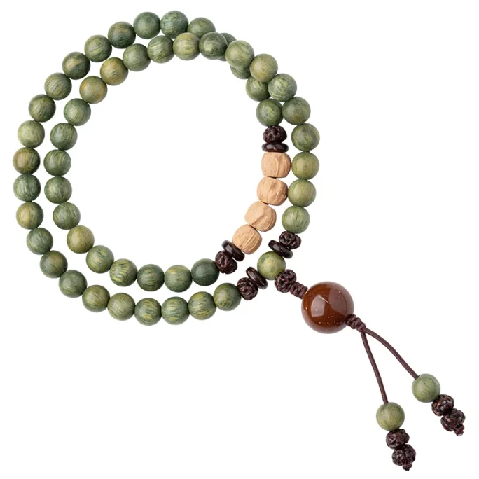 Old Material Green Sandalwood Buddha Bead Strings-6mm*14cm