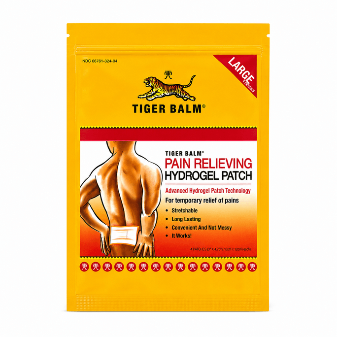 新加坡 TIGER BALM虎標 虎標 鎮痛貼布(大號)4片裝 含樟腦與薄荷 成分 緩解背部與肌肉酸痛