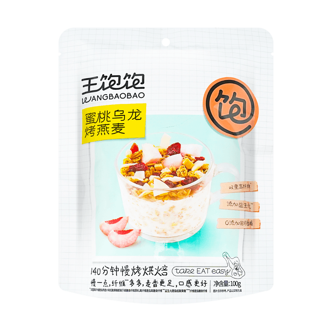 복숭아 우롱 구운 오트밀 - 바로 먹을 수 있는 제품, 3.52oz