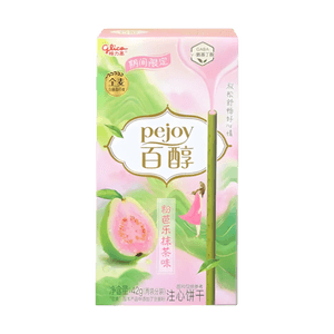 大陸版GLICO格力高 PEJOY百醇 注心餅乾棒 粉芭樂抹茶味 42g【季節限定】【添加全麥粉 含膳食纖維】