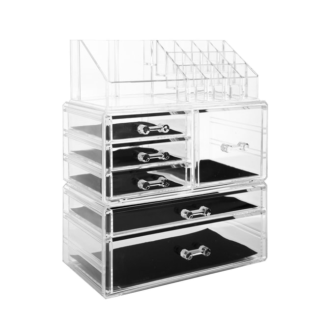 【Cosmetic Storage】[TGA] 3-Layers Acrylic Cosmetic Storage Box with 6 Drawers12+4 Slots Detachable Clear