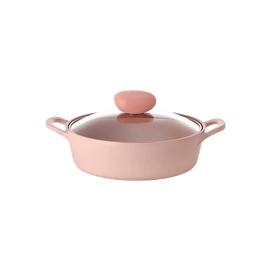 RETRO SHERBET Ceramic Nonstick Low Stockpot with Glass Lid 2QT