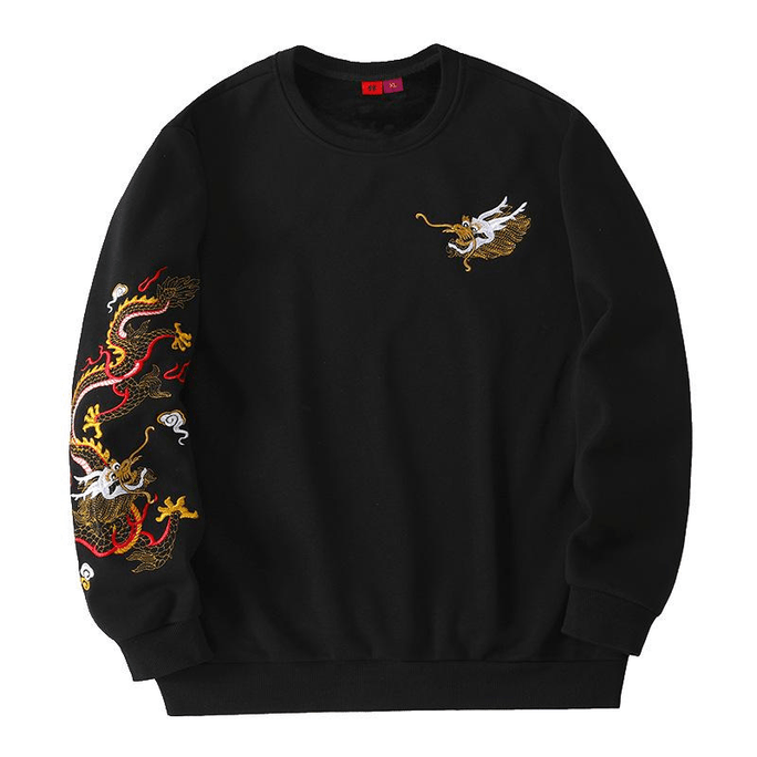 ASIS中国风国潮龙纹刺绣宽松卫衣外套 3XL