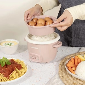 3-Cup Digital Rice & Grain Multicooker with POP-UP Food Steamer, 0.8 Qt, One-Touch Cook & Auto Keep Warm ,Pink