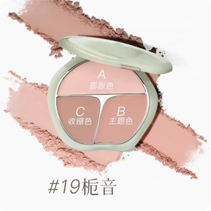 TIMAGE 3-Color Blush Palette Plump Cheeks Natural Contour with Pink Purple Apricot Shades