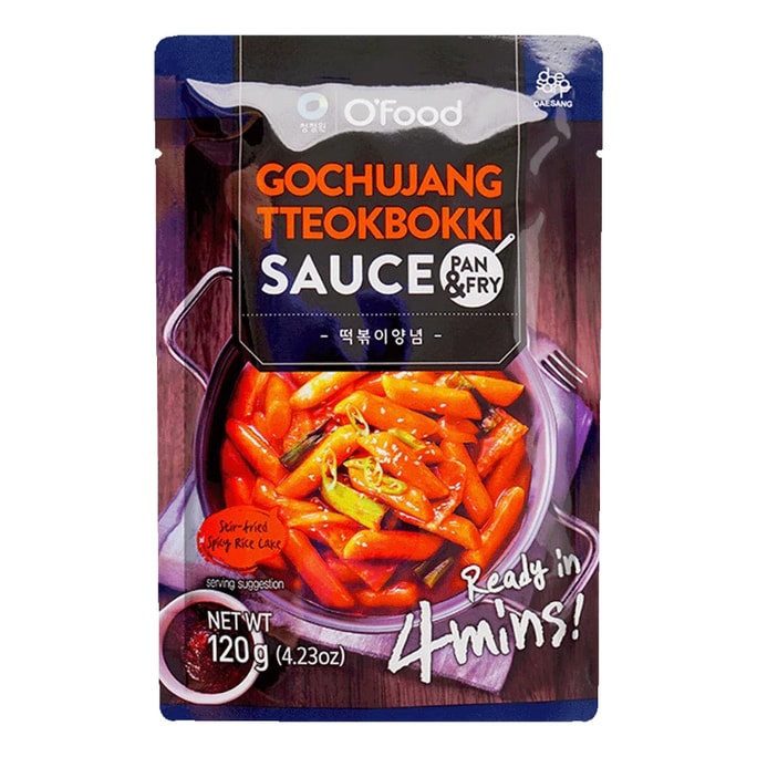 Spicy Korean Gochujang Tteokbokki - Stir-Fried Rice Cakes in Sauce, 4.23oz