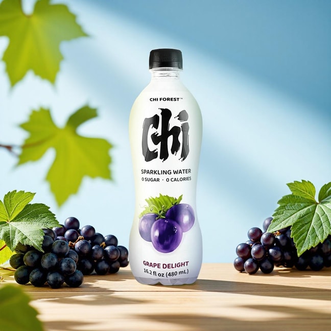 Genki FOREST Grape Delight Soda Sparkling Water, 0 Calorie 0 Sugar Water Drink, 16.23fl oz