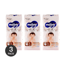 【まとめ買い3個パック】MOONY ユニバーサルベビー紙おむつ ロイヤルシリーズ ピュアオーガニックコットン Lサイズ 9-14kg 38枚×3