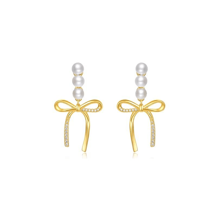 Saturday Fortune Gold Color Bow Earrings Unique Design Goddess Day Gift For Girlfriend*1 piece
