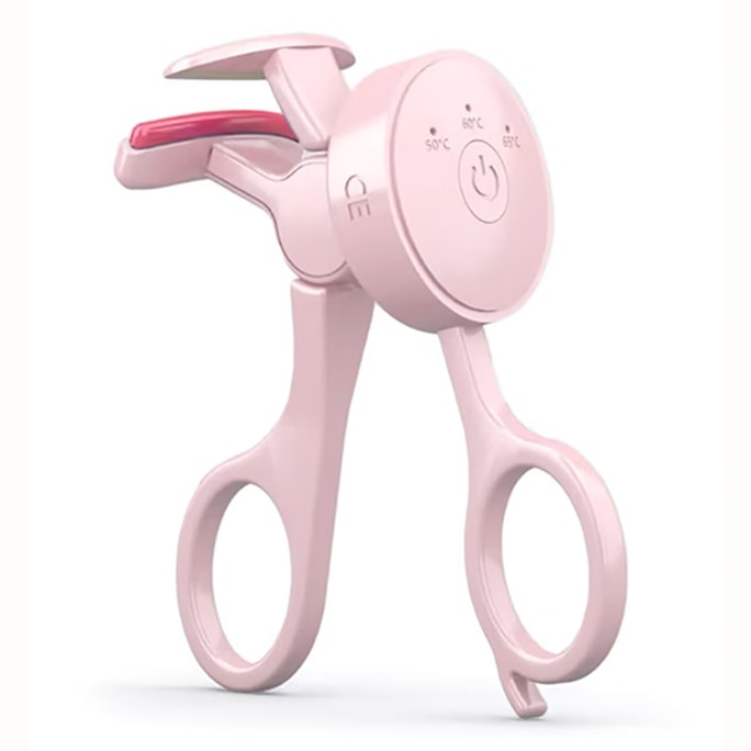 One pink frameless wide-angle heated eyelash curler. [30-second fast heat, 3 temperature settings] Type-C rechargeable. Long-lasting curl, beginner-friendly, no pinching, no lash damage.