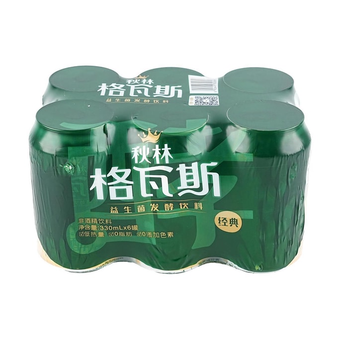 秋林·格瓦斯 益生菌发酵饮料 经典原味 330ml*6罐【哈尔滨特产】