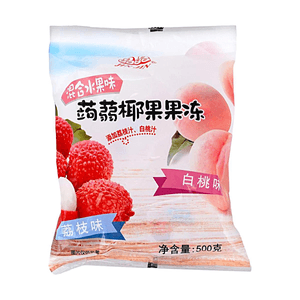 Konjac Coconut Jelly, Lychee & White Peach Flavor, 17.64 oz