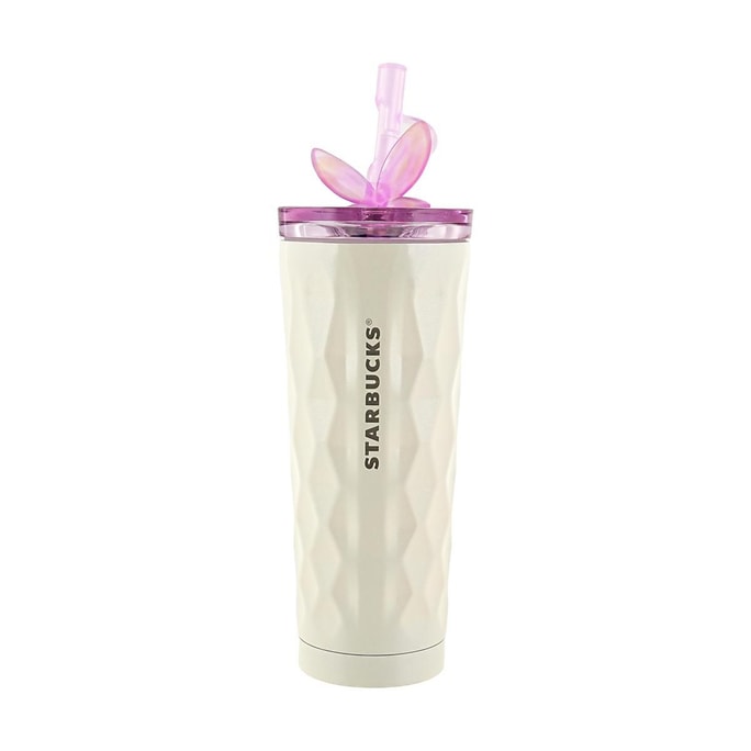 STARBUCKS White Iridescent Stainless Steel Straw Cup 420ml 【Fantasy Story】
