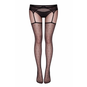 美国 Bella’s Fantasy 高品质丝袜极光波点超薄油光微闪一体式丝袜吊带袜 均码 黑色
