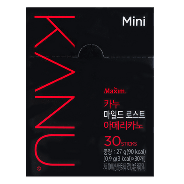 韩国MAXIM麦馨 KANU美式速溶黑咖啡 中度烘培 30条入 MINI装 27g