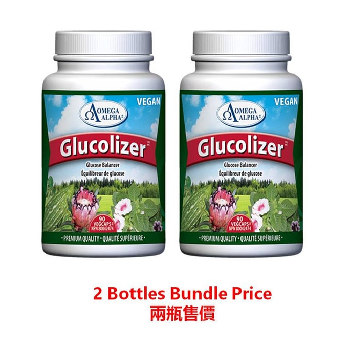 Glucolizer-Glucose Balancer-Helps promote healthy glucose metabolism 90 Veg Capsules-2 Bottles Bundle
