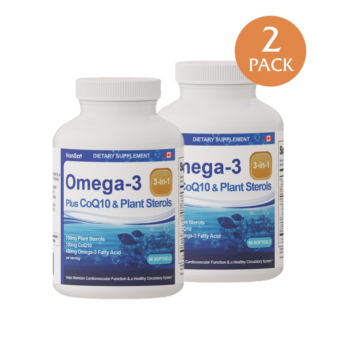 [2 Pack] Omega-3 + CoQ10 120 softgels GMP certified.support heart health.