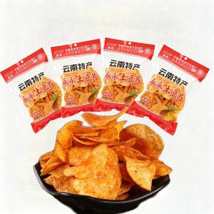 [설날 필수 간식] 용용 정통 윈난 루량 특제 매운 감자칩 (4봉지), 바삭하고 맛있는 갓 튀긴 감자 - 엄선된 고원 감자에 매콤한 소스를 듬뿍 뿌려 손가락까지 핥게 될 만큼 맛있어요! 멈출 수 없이 계속 먹게 되는 맛! 드라마 몰아보기나 간식 욕구 해소에 제격! 200g