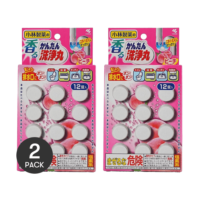 【Value Pack】Multi Purpose Easy Cleaning Scented Cleaner Peach 12 Tablets*2