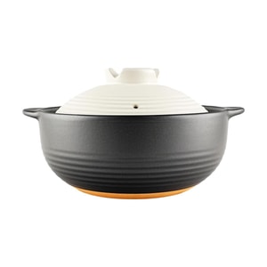 PEARL LIFE Traditional Japanese Clay Pot, 25cm Diameter , Natural Clay, Slow Cooking & Fresh Locking, For 2 - 3 People