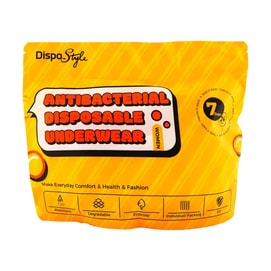 DispoStyle Disposable Daily Wear Underwear 5A Antibacterial Sterile No-Wash Technology Eco-Friendly Fabric 1 Pack of 7 B