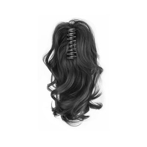 【中國直郵】 HSPM 新款慵懶蓬鬆半扎高馬尾捲髮網紅辮子假髮 瀑布高馬尾-捲髮-自然黑 F