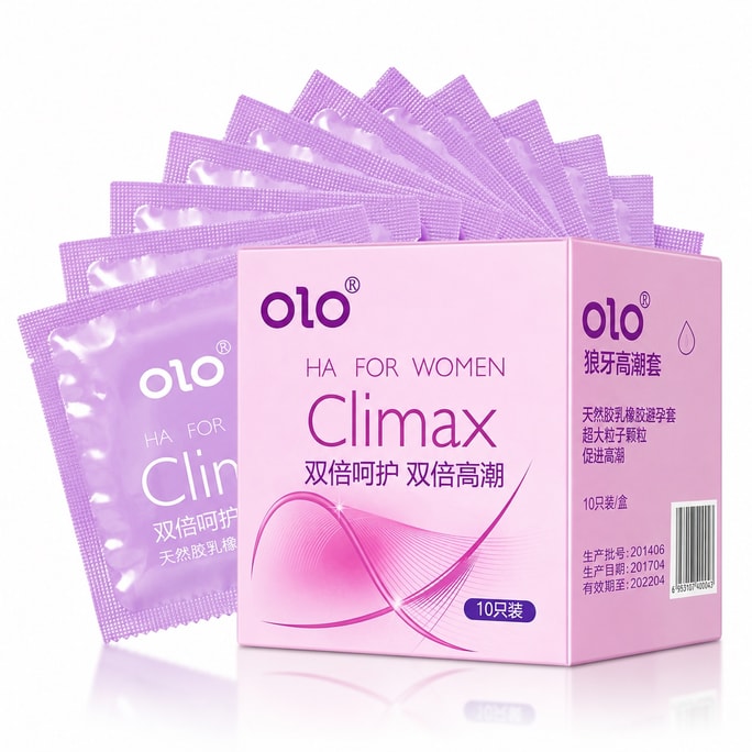 OLO 爽潤絲薄熱感避孕套10只裝 絲薄套 安全套 大顆粒 浮點 超薄 乳膠 久戰 激情 橡膠 情趣 成人性用品 夫妻 房事 水潤 濕滑-狼牙高潮套 1盒