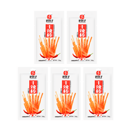 Spicy Latiao Snack, Spicy and Salty Seasoned Chewy Wheat Snack Strips, 2.04 oz*5【Value Pack】