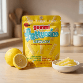 日本BOURBON波路夢 FETTUCCINE義面軟糖 檸檬味長條軟糖 50g【Q彈耐嚼】【滿滿維C】【Itzy Yuna同款】