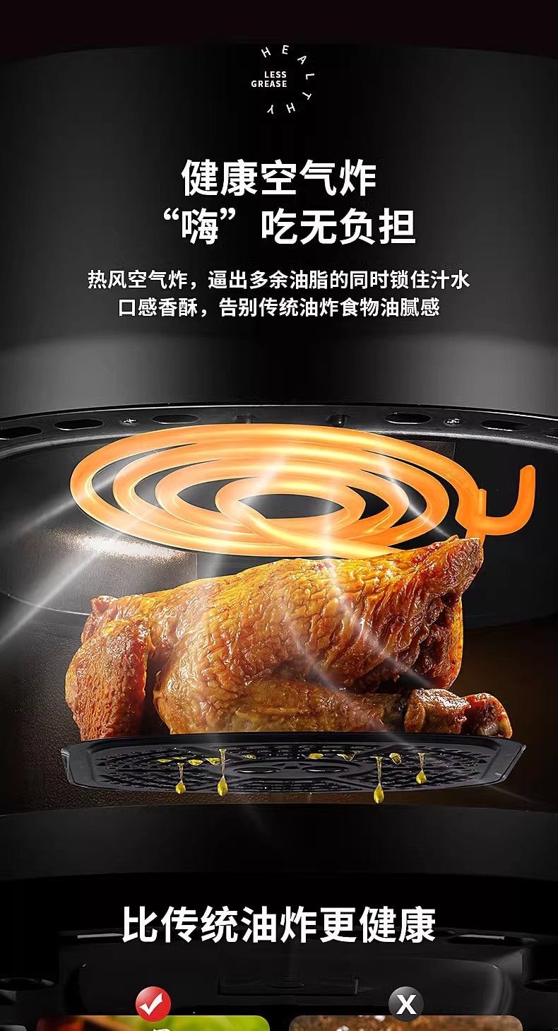 【中国直邮】 亲太太 110v可视空气炸锅家用家用可视多功能一体新款电烤箱炸锅智能大容量小家电 白色 一个装