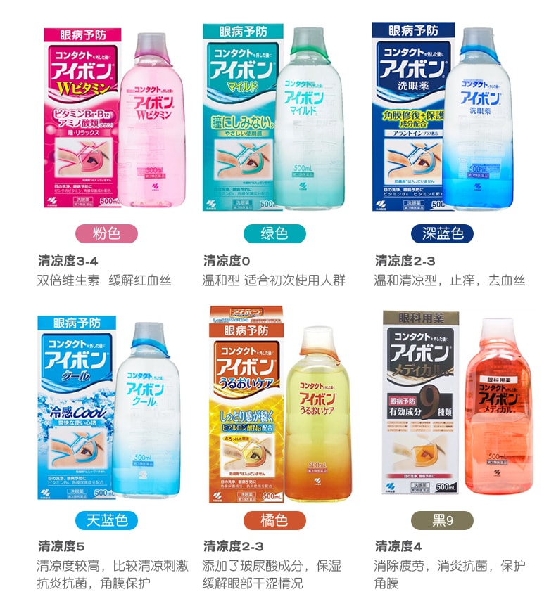 日本KOBAYASHI小林制药小林洗眼液 5度润眼清洁保护角膜维生素 浅蓝色500ml 景甜同款