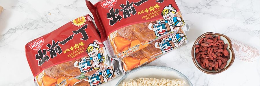 日本NISSIN日清 出前一丁 泡麵 即食湯麵 紅燒牛肉口味 5連包 500g【香港製造】