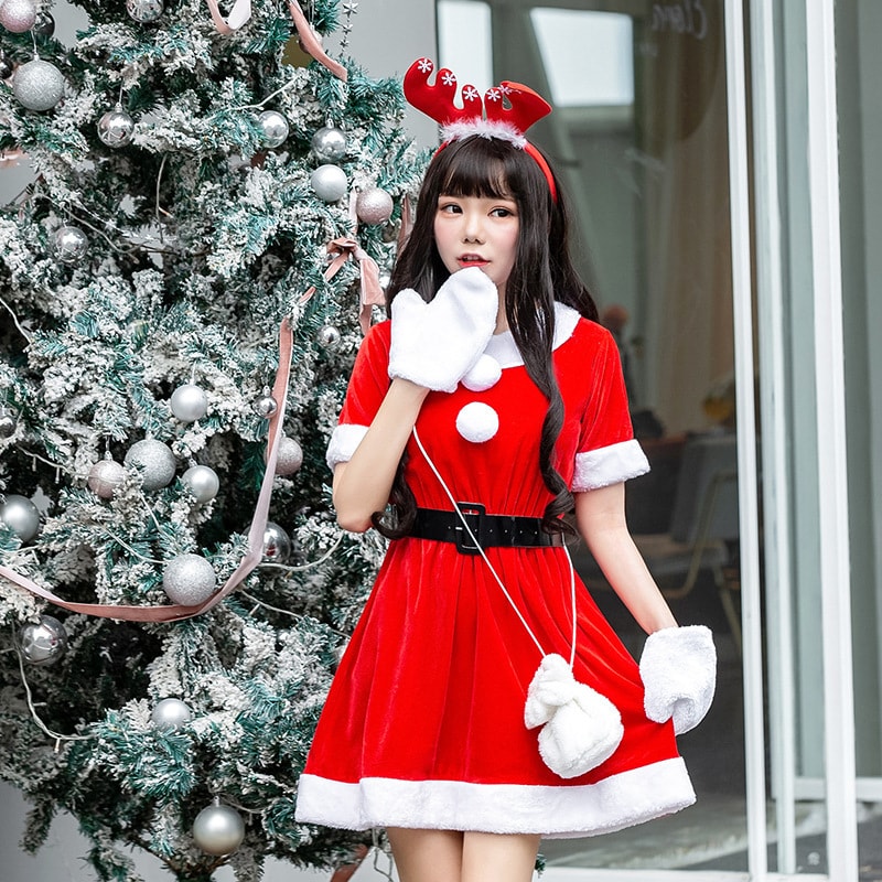 中國 茗門卡淇 新款2021小皮夾裝飾成人角色扮演聖誕服飾 紅色均碼