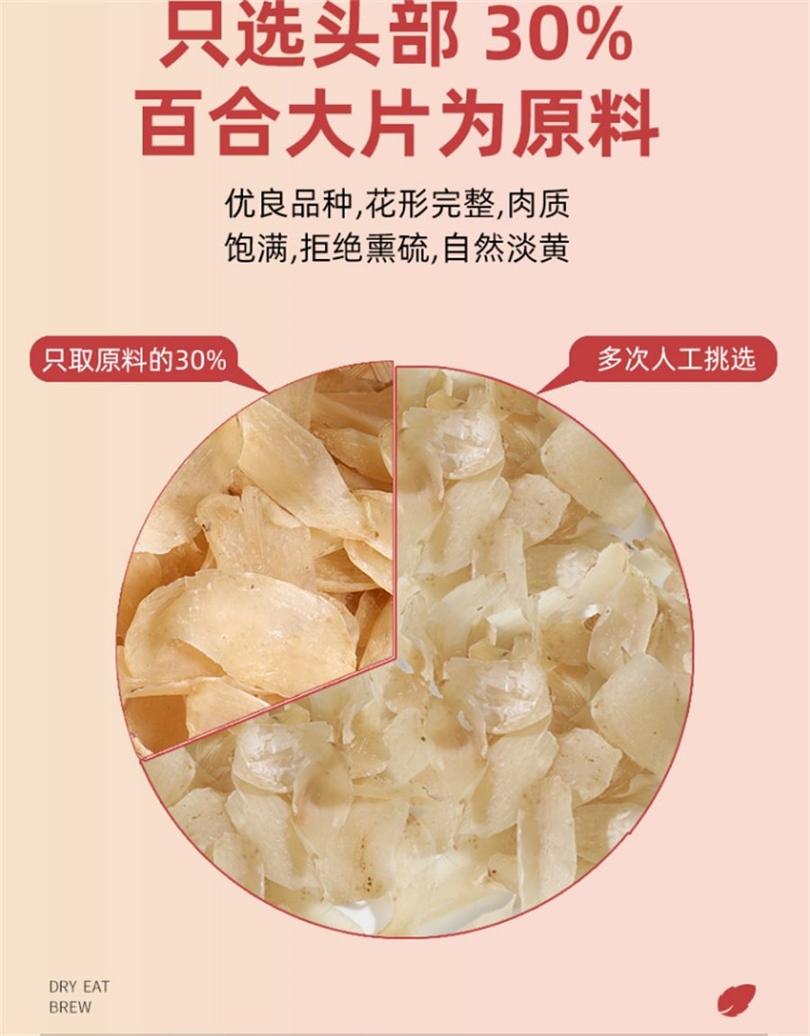 【中國直郵】岷農人 甘肅蘭州百合幹250g乾貨特級無硫甜白合大片泡水