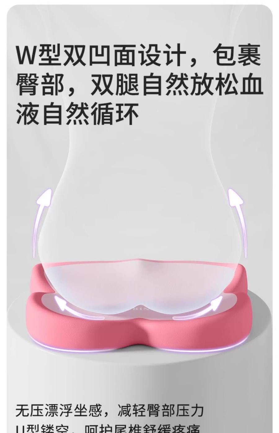 【中国直邮】 FOXTAIL 记忆棉座垫 椅子垫 办公室久坐不累神器 减压屁股垫 学生专用 护腰座椅垫-黄色 1件*