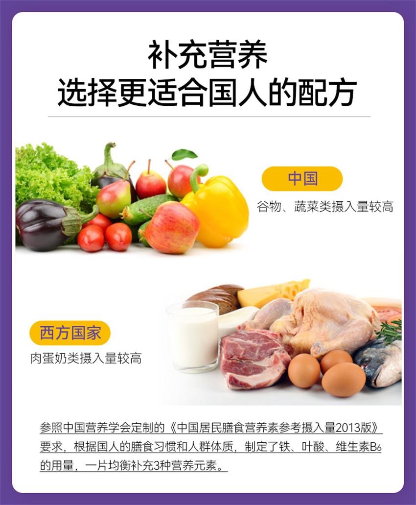 【中國直郵】 漢苑良方 鐵維生素B6葉酸片 孕婦活性片 男女白髮黑多種複合維生素 50片/瓶