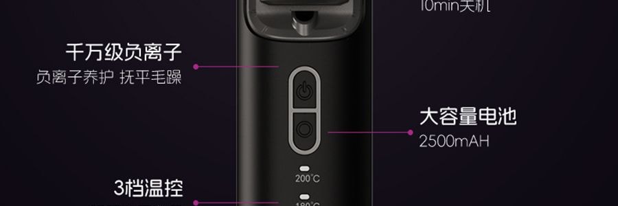 K·SKIN金米 無線直髮梳 負離子不傷發 便攜直髮捲髮兩用 電梳子防靜電直板夾 #紫色 KD382S【張柏芝代言】